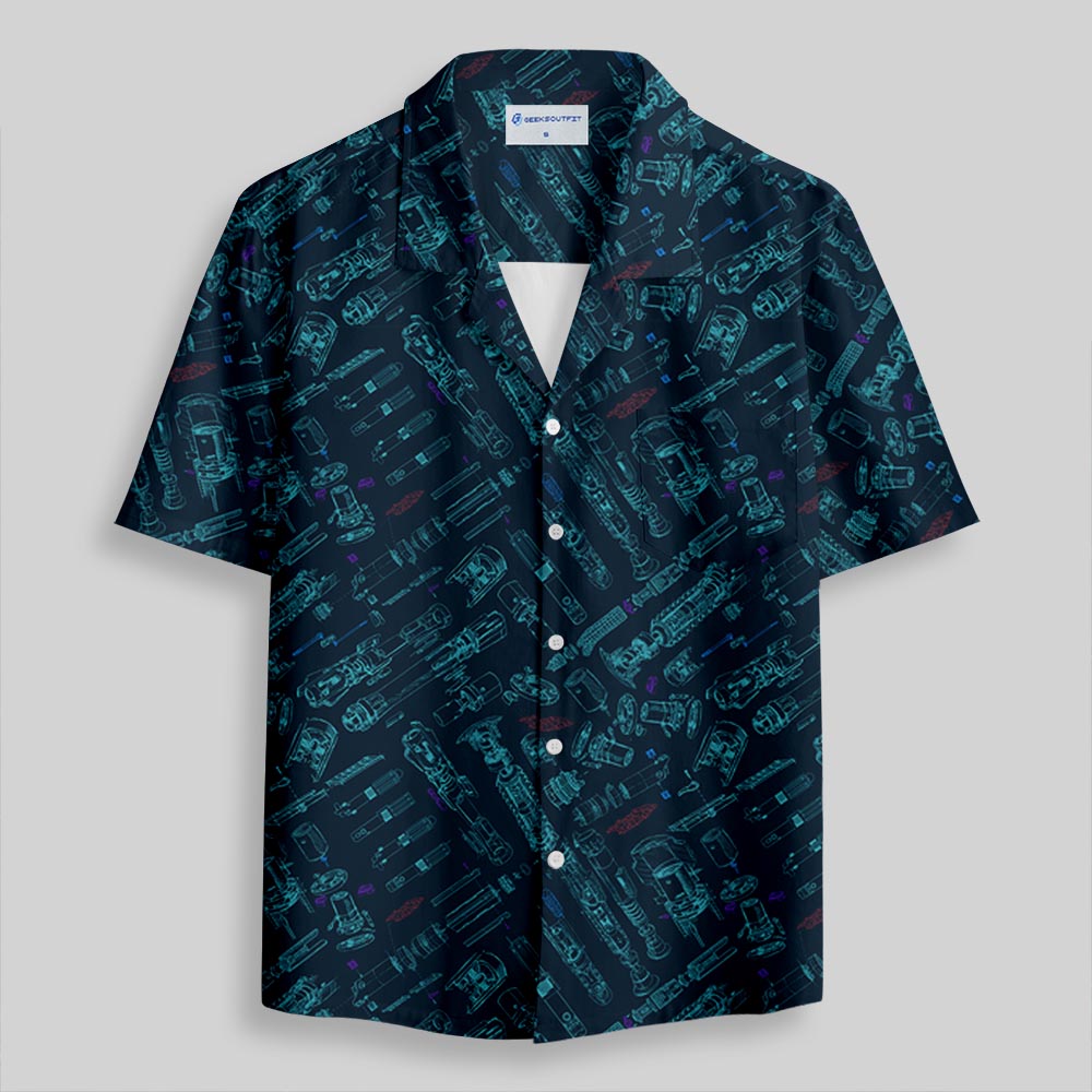 Chemise Hawaïenne à Poche - Armes de Guerre Spatiale Bleu Marine