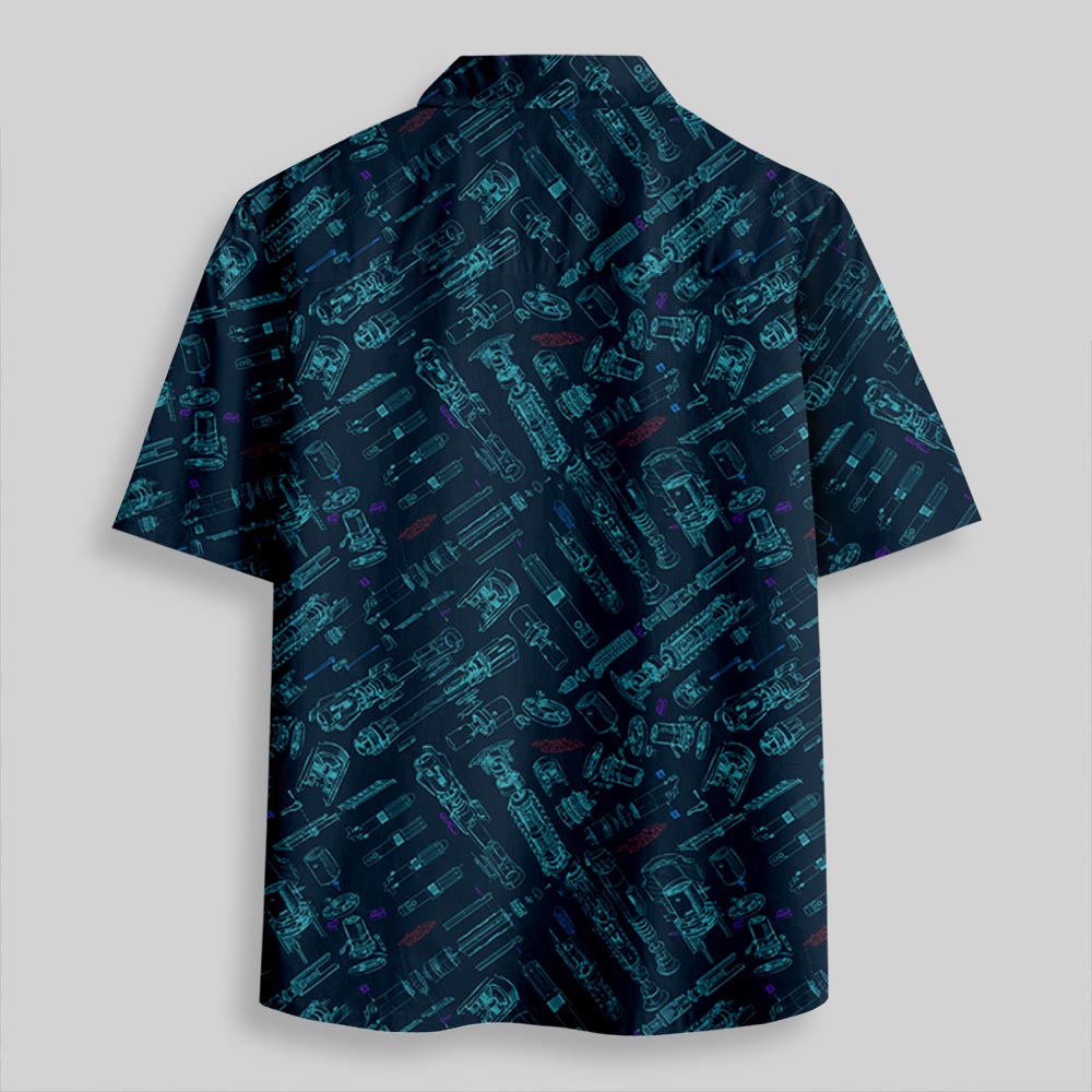 Chemise Hawaïenne à Poche - Armes de Guerre Spatiale Bleu Marine