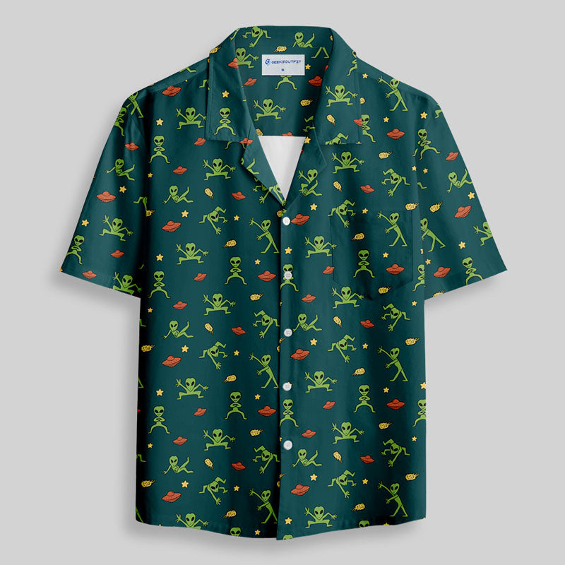 Chemise Hawaïenne à Poche - Bouffonneries Extraterrestres Vert