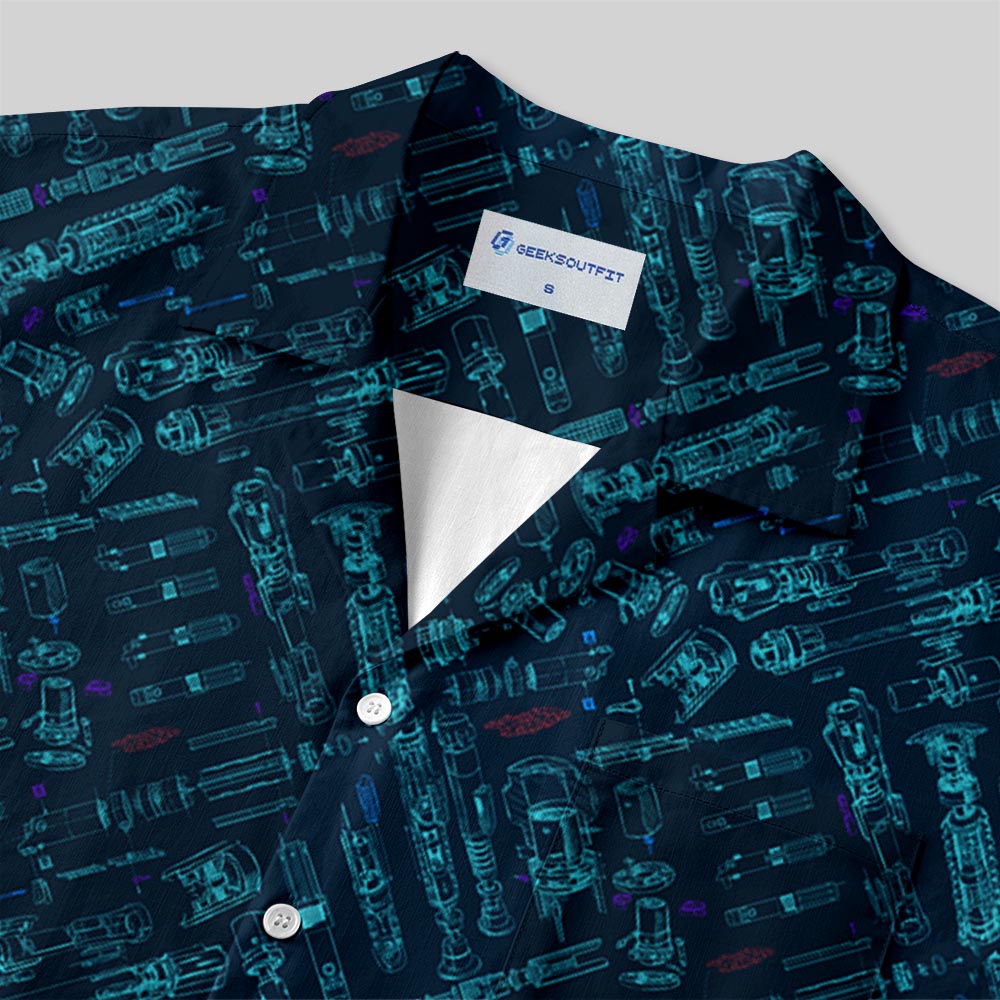 Chemise Hawaïenne à Poche - Armes de Guerre Spatiale Bleu Marine