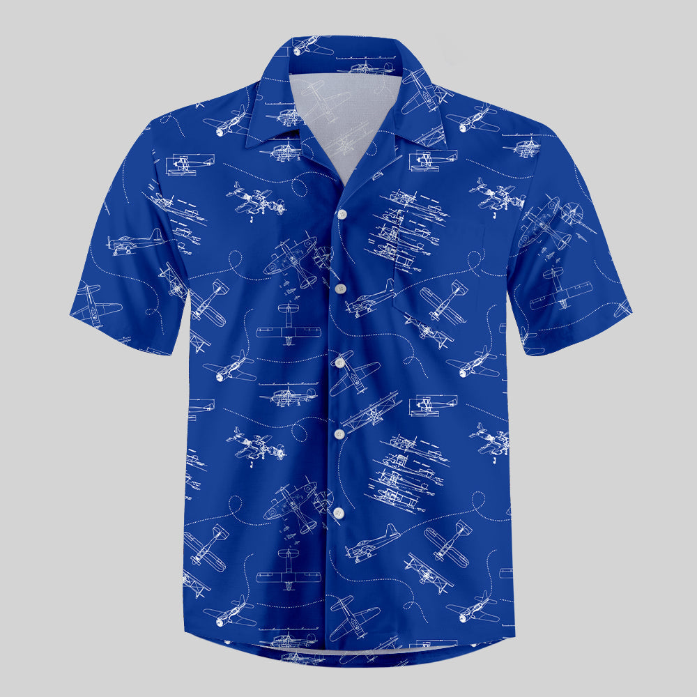 Chemise Hawaïenne à Poche - Plan Bleu d'Avion