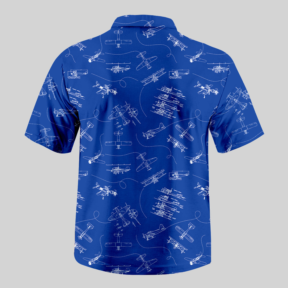 Chemise Hawaïenne à Poche - Plan Bleu d'Avion