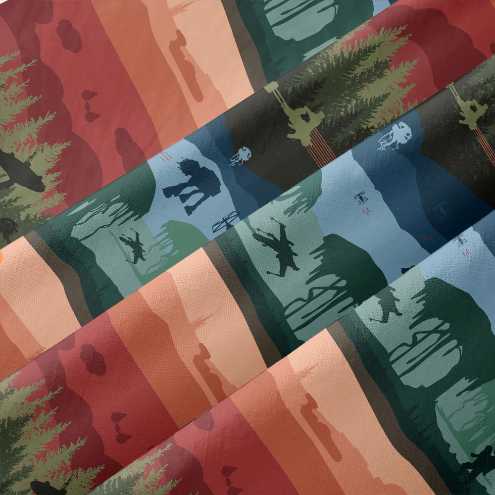 Chemise Hawaïenne à Poche - Silhouette de Forêt Sci-Fi