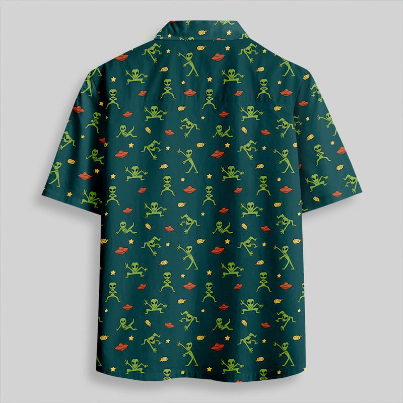 Chemise Hawaïenne à Poche - Bouffonneries Extraterrestres Vert