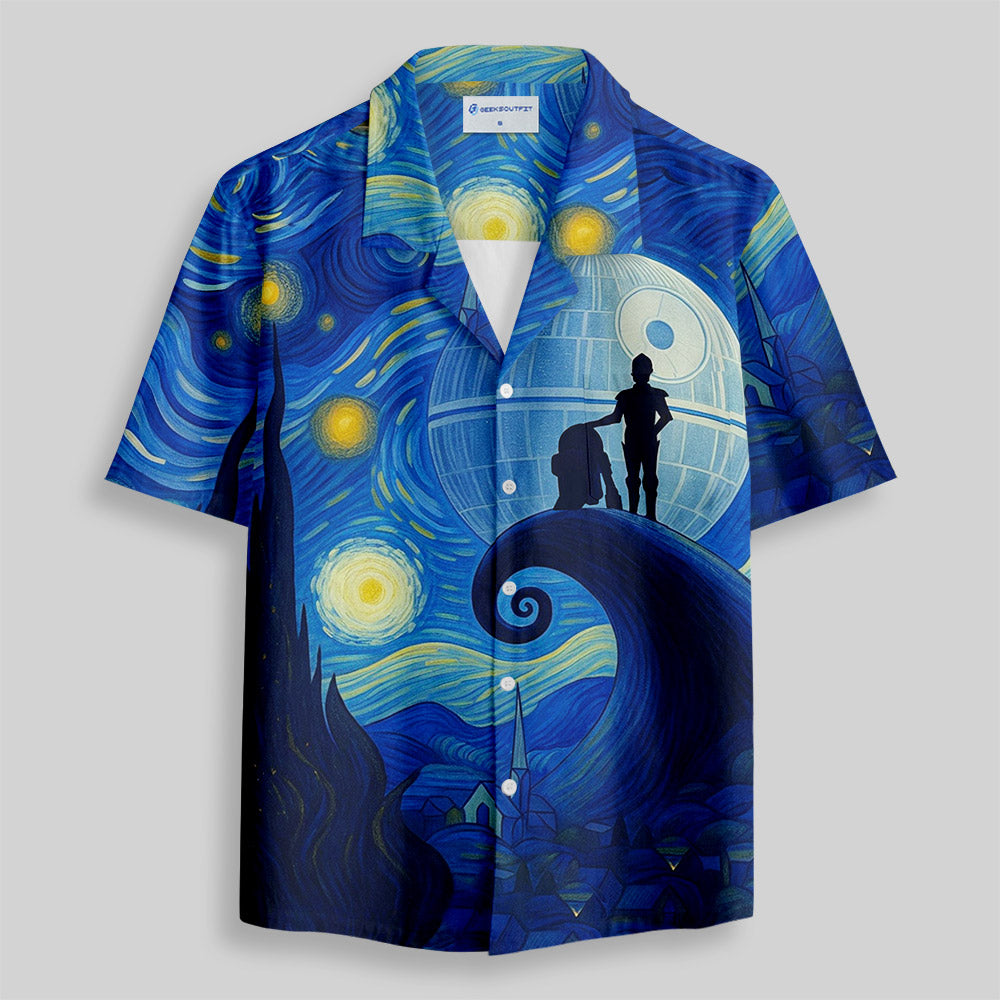 Chemise Hawaïenne à Poche - Robot sous la Nuit Étoilée