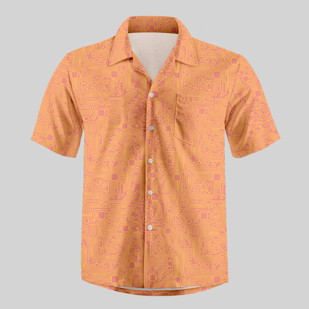 Chemise Hawaïenne à Poche - Carte Circuit Informatique Orange