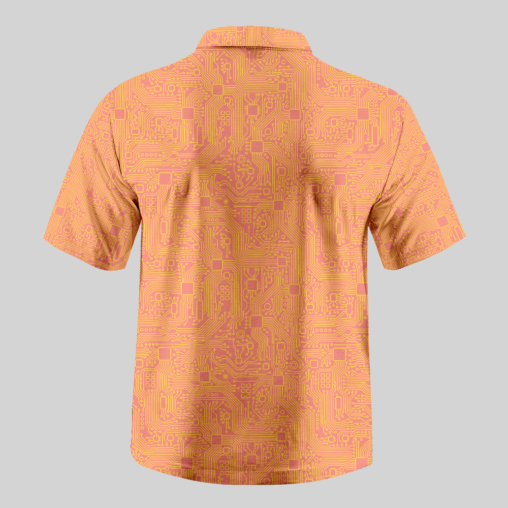 Chemise Hawaïenne à Poche - Carte Circuit Informatique Orange