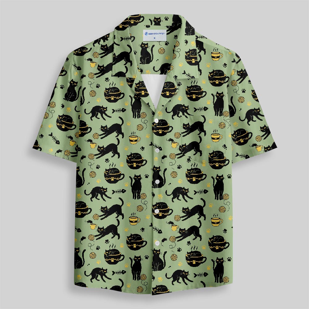 Chemise Hawaïenne à Poche - Murmures du Chat de Minuit