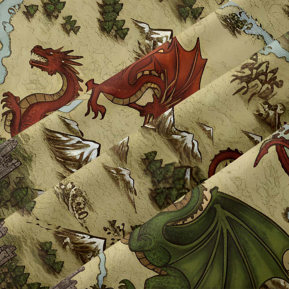 Chemise Hawaïenne à Poche - Carte du Dragon de Science-Fiction Vintage