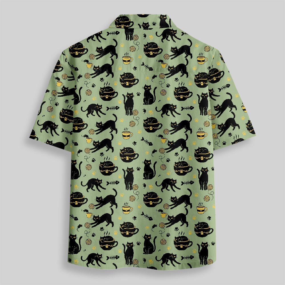 Chemise Hawaïenne à Poche - Murmures du Chat de Minuit
