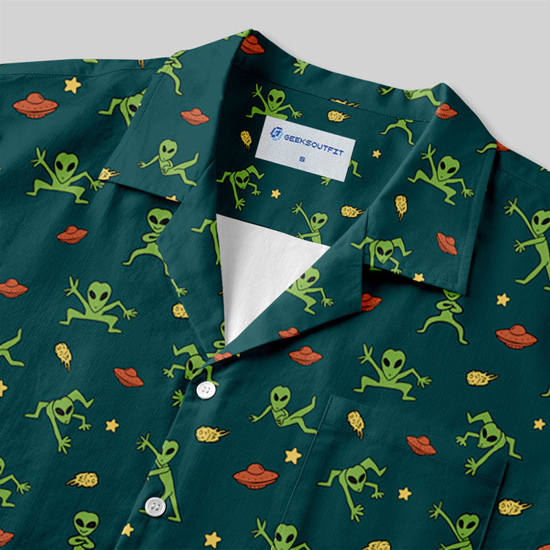 Chemise Hawaïenne à Poche - Bouffonneries Extraterrestres Vert