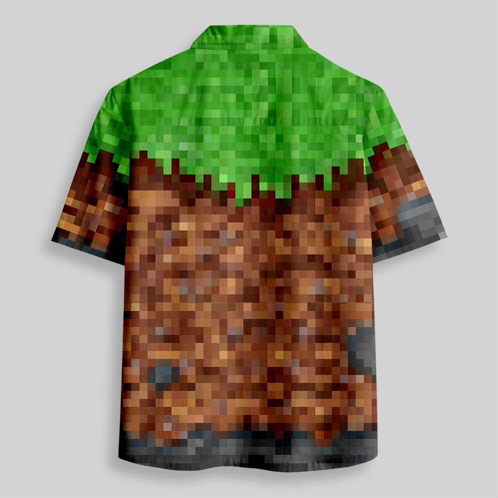 Chemise Hawaïenne à Poche - Bloc de Terre de Jeu Vidéo