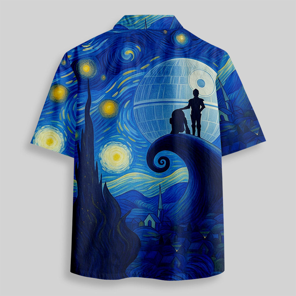 Chemise Hawaïenne à Poche - Robot sous la Nuit Étoilée