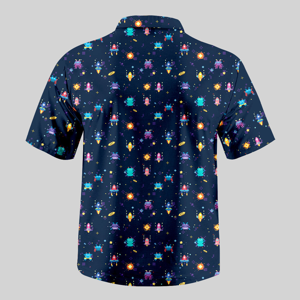 Chemise Hawaïenne à Poche - Jeu Rétro Style Pixel