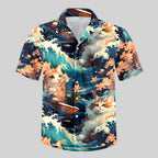 Chemise Hawaïenne à Poche - Éclaboussure et Chat