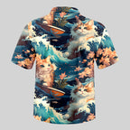 Chemise Hawaïenne à Poche - Éclaboussure et Chat