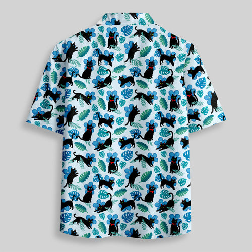 Chemise Hawaïenne à Poche - Chat en Pixel