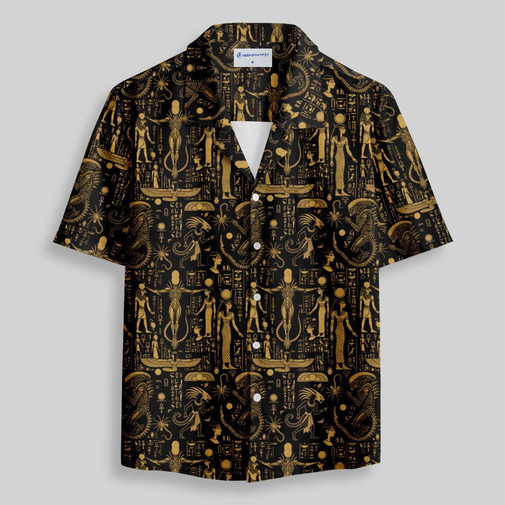 Chemise Hawaïenne à Poche - Fresque Égyptienne Extraterrestre