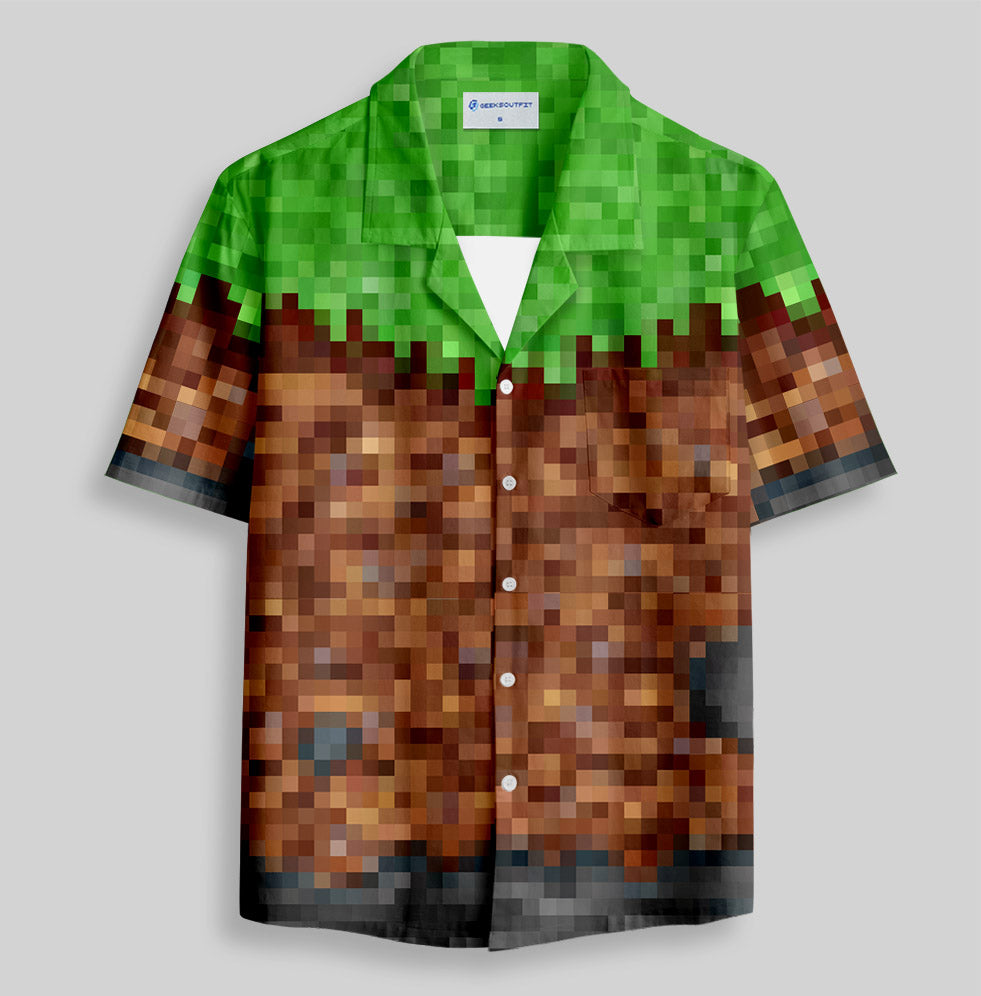 Chemise Hawaïenne à Poche - Bloc de Terre de Jeu Vidéo