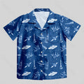 Chemise Hawaïenne à Poche - Plan Bleu d'Avion Bleu Marine
