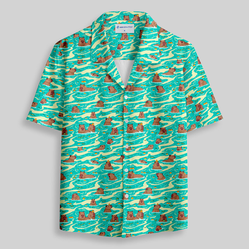 Chemise Hawaïenne à Poche - Capybara Nageur