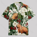 Chemise Hawaïenne à Poche - Capybara et Plantes d'Hiver de Noël