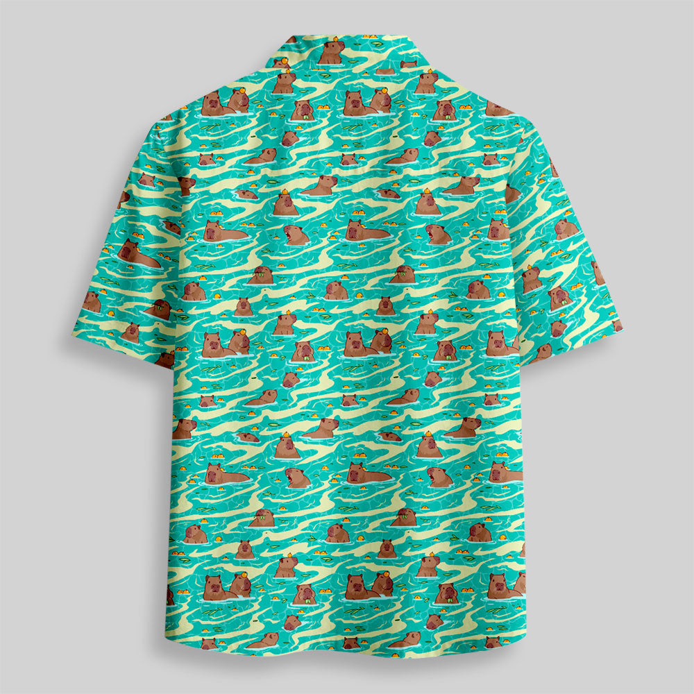 Chemise Hawaïenne à Poche - Capybara Nageur