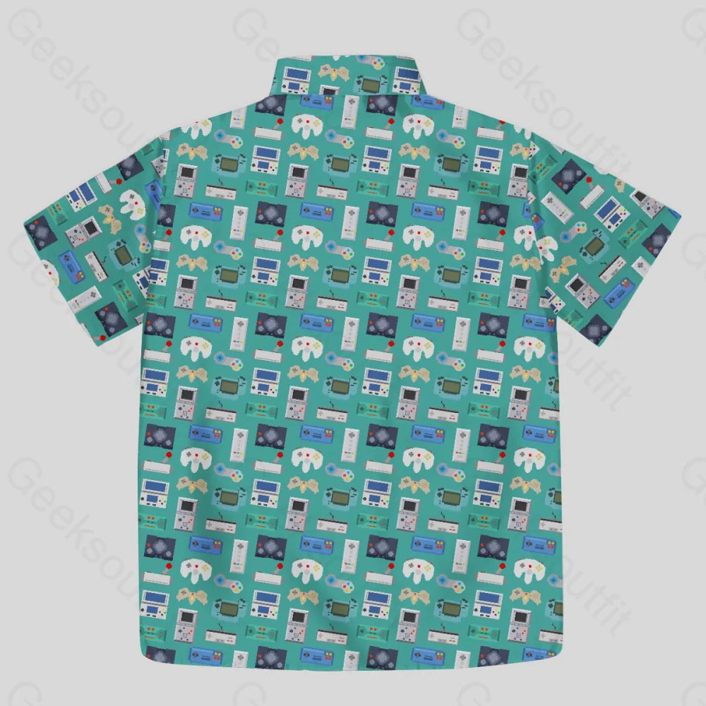 Chemise Hawaïenne à Poche - Manettes de Joueur Vert