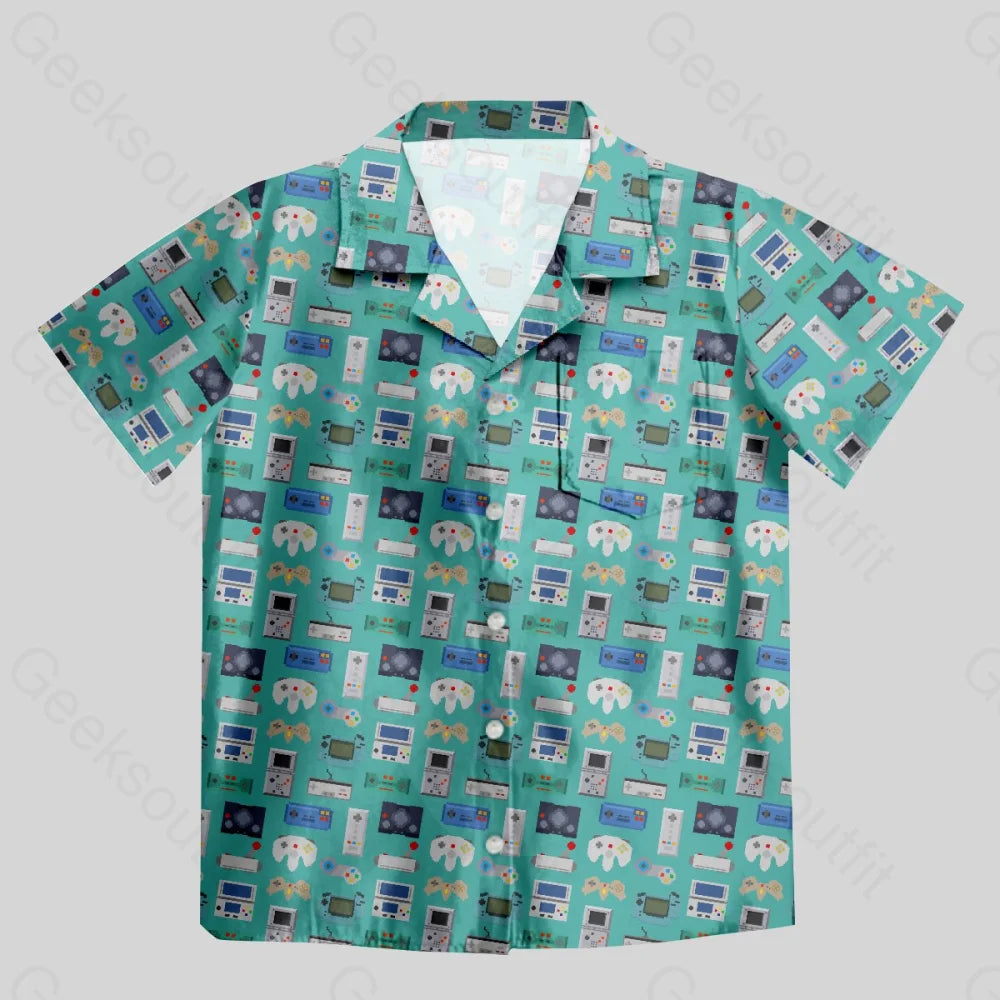 Chemise Hawaïenne à Poche - Manettes de Joueur Vert