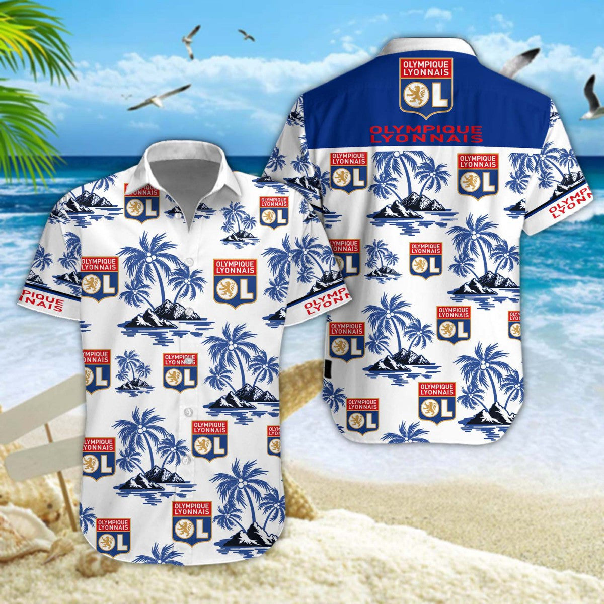 Chemise hawaïenne Olympique Lyonnais 02 - Chemise Aloha Ligue 1