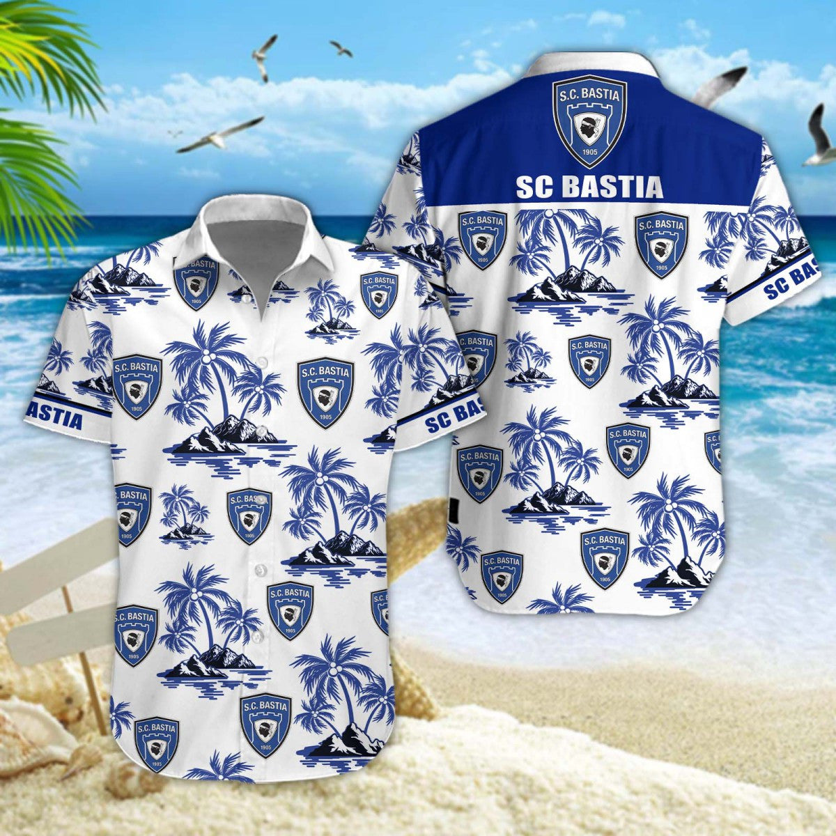 Chemise hawaïenne SC Bastia 02 - Chemise Aloha Ligue 1