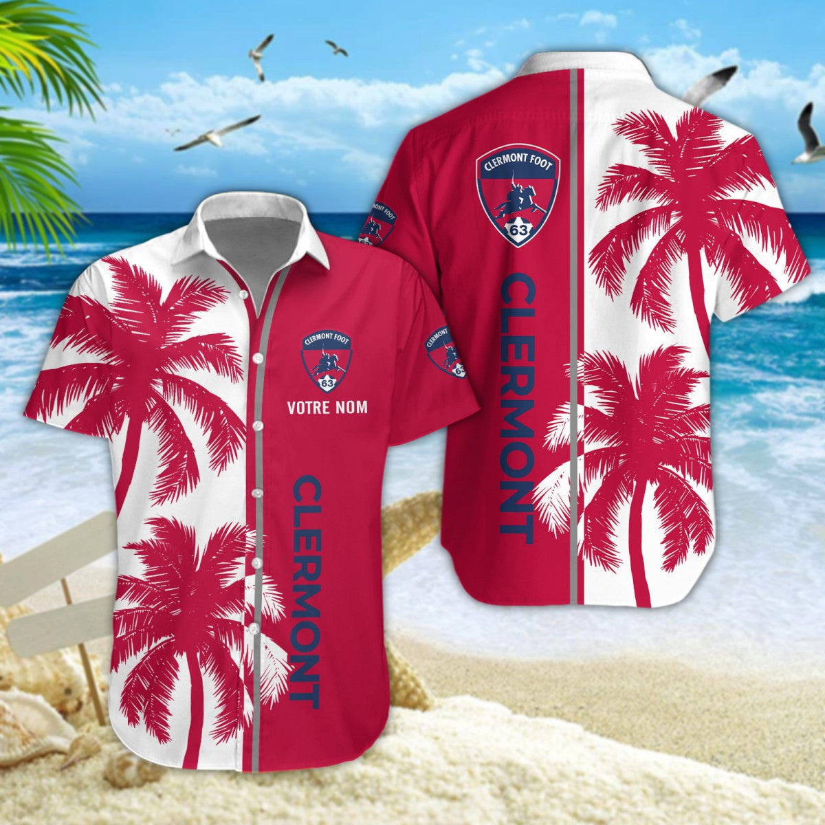 Chemise hawaïenne Clermont Foot 63 06 - Chemise Aloha Ligue 1