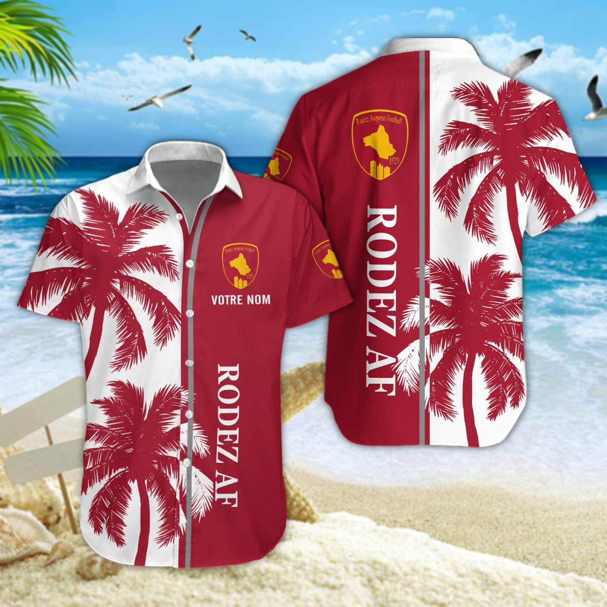 Chemise hawaïenne Rodez AF 06 - Chemise Aloha Ligue 1