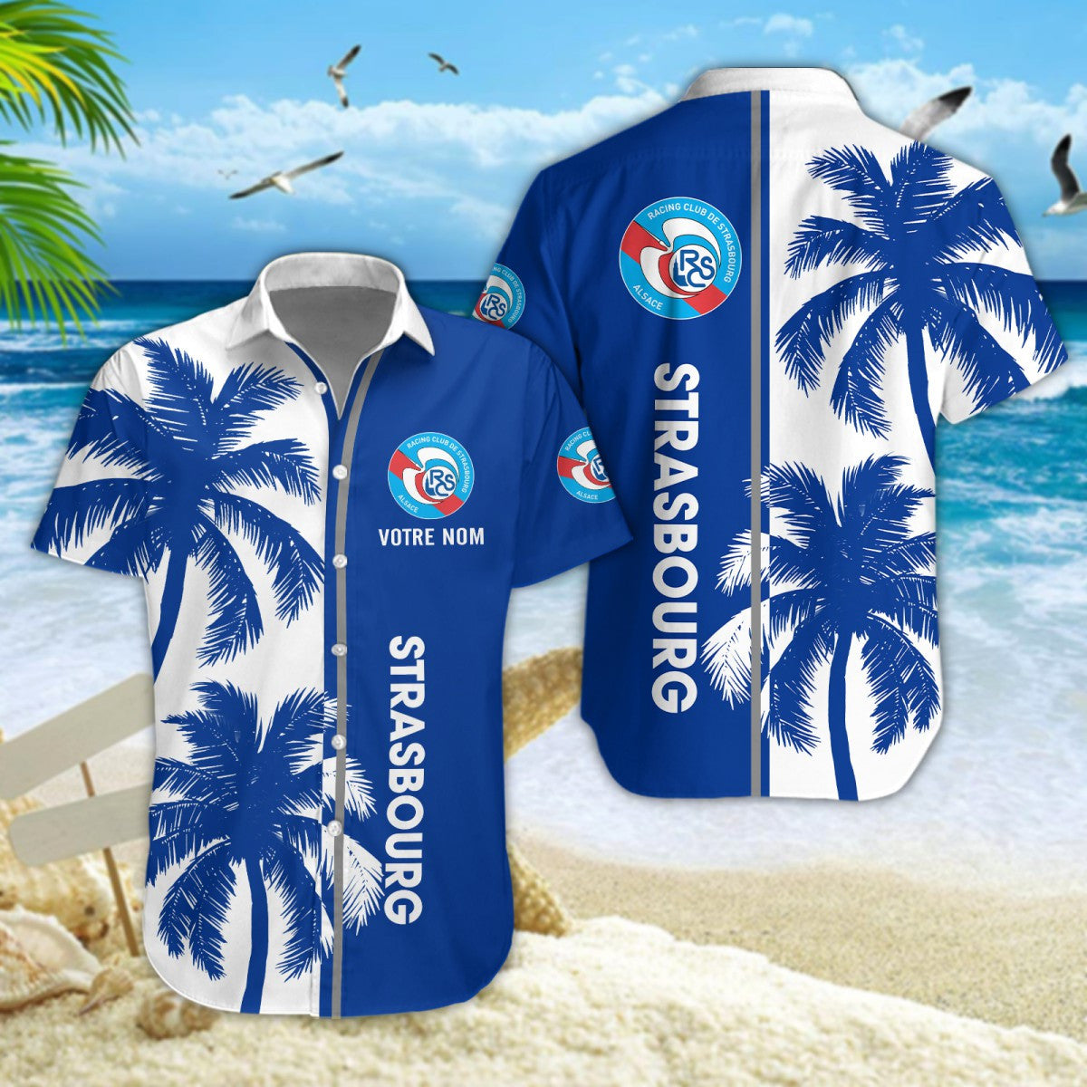 Chemise hawaïenne RC Strasbourg Alsace 06 - Chemise Aloha Ligue 1