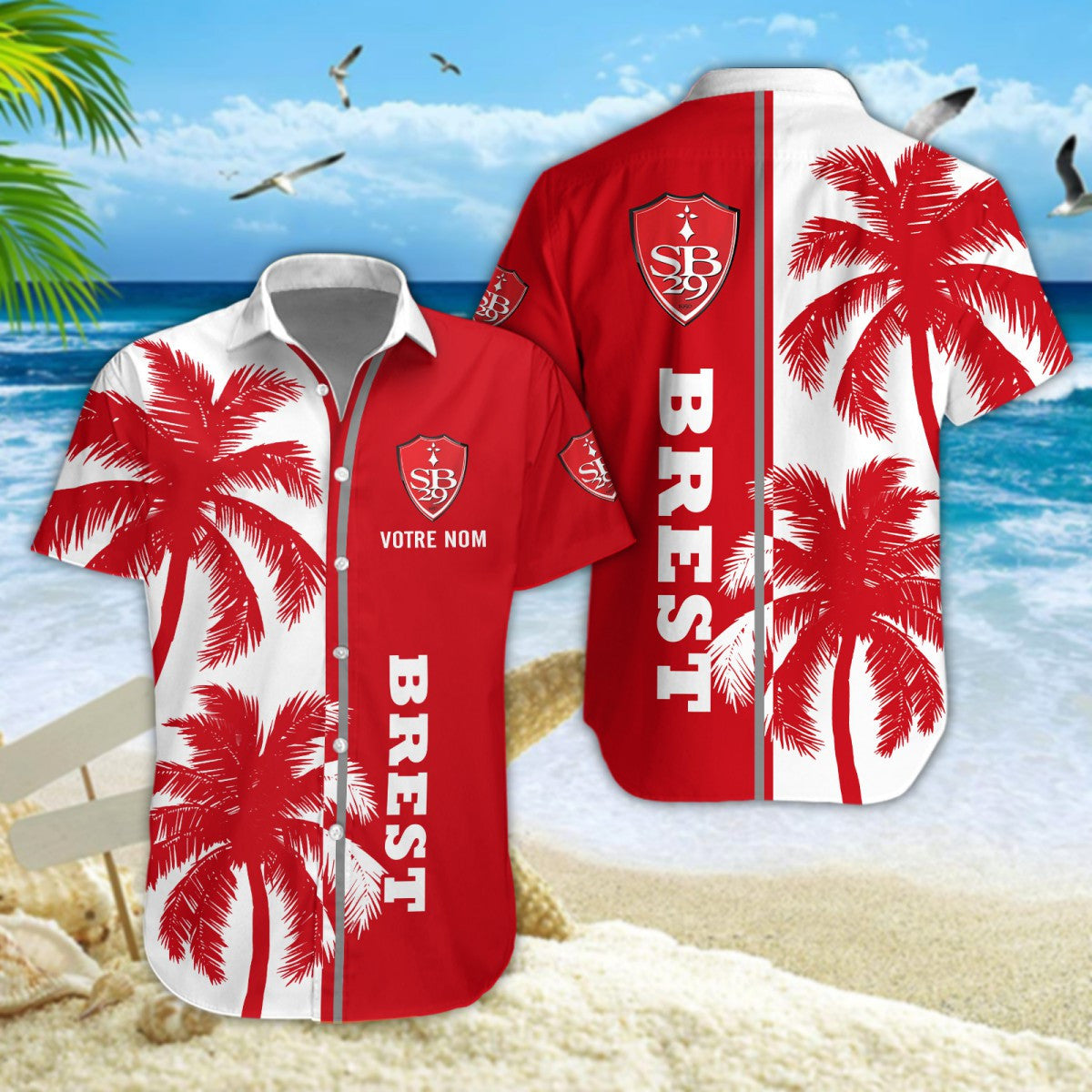 Chemise hawaïenne Stade Brestois 29 06 - Chemise Aloha Ligue 1