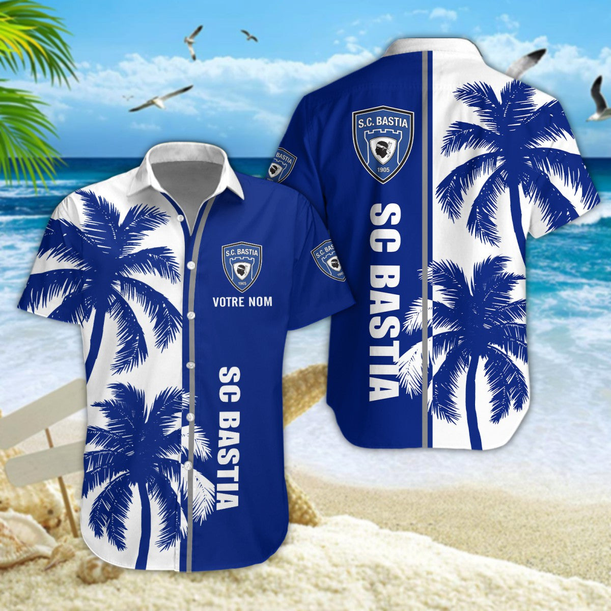 Chemise hawaïenne SC Bastia 06 - Chemise Aloha Ligue 1