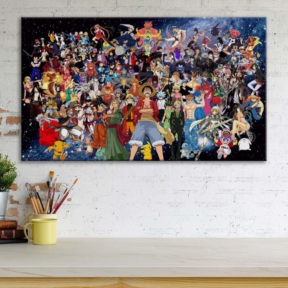 Tableau One Piece Tous Les Personnages 31 Toile Avec Cadre