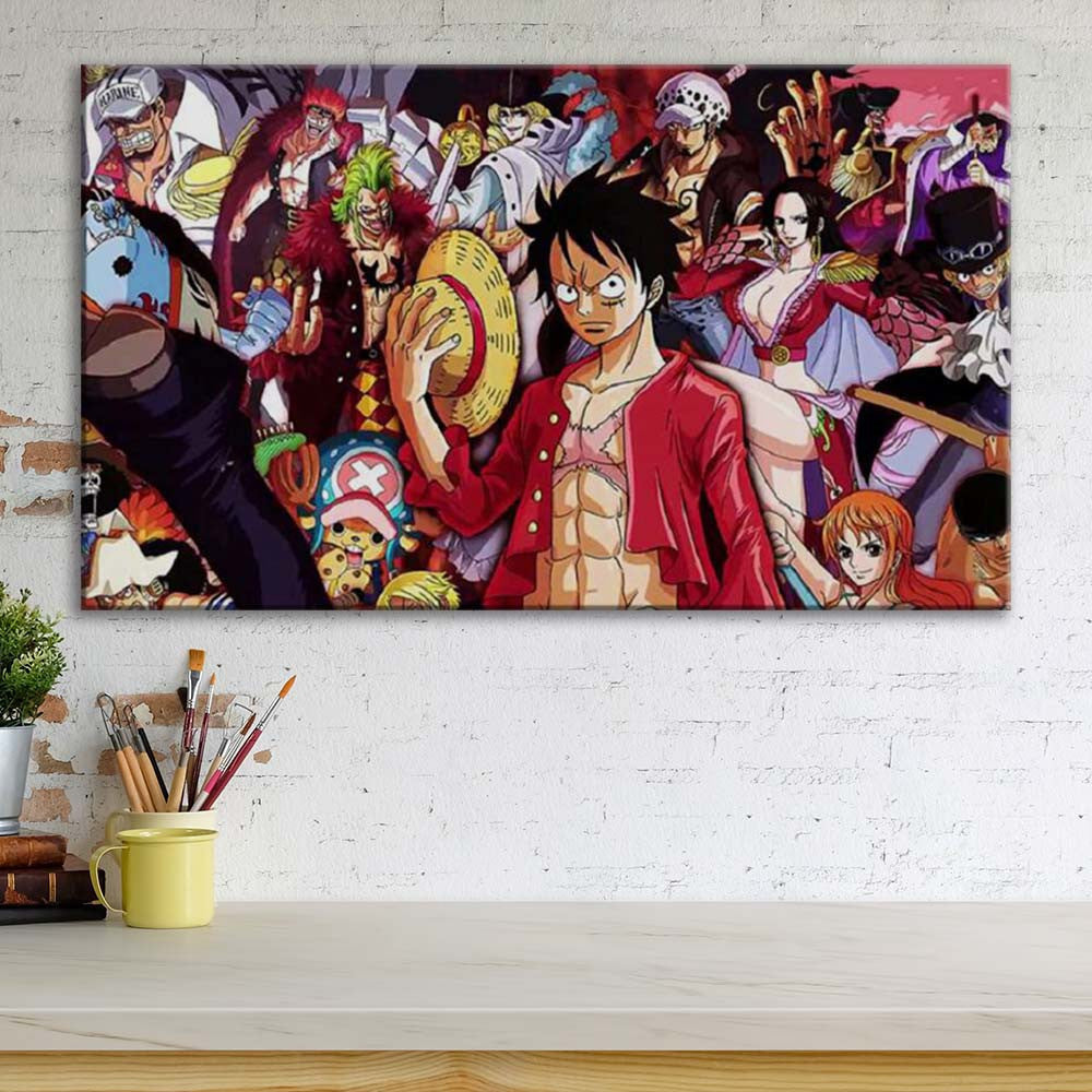 Tableau One Piece Tous Les Personnages 56 Toile Avec Cadre