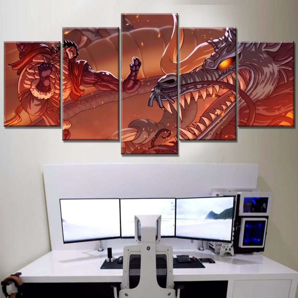 Tableau One Piece Luffy et Kaido 41 Toile Avec Cadre