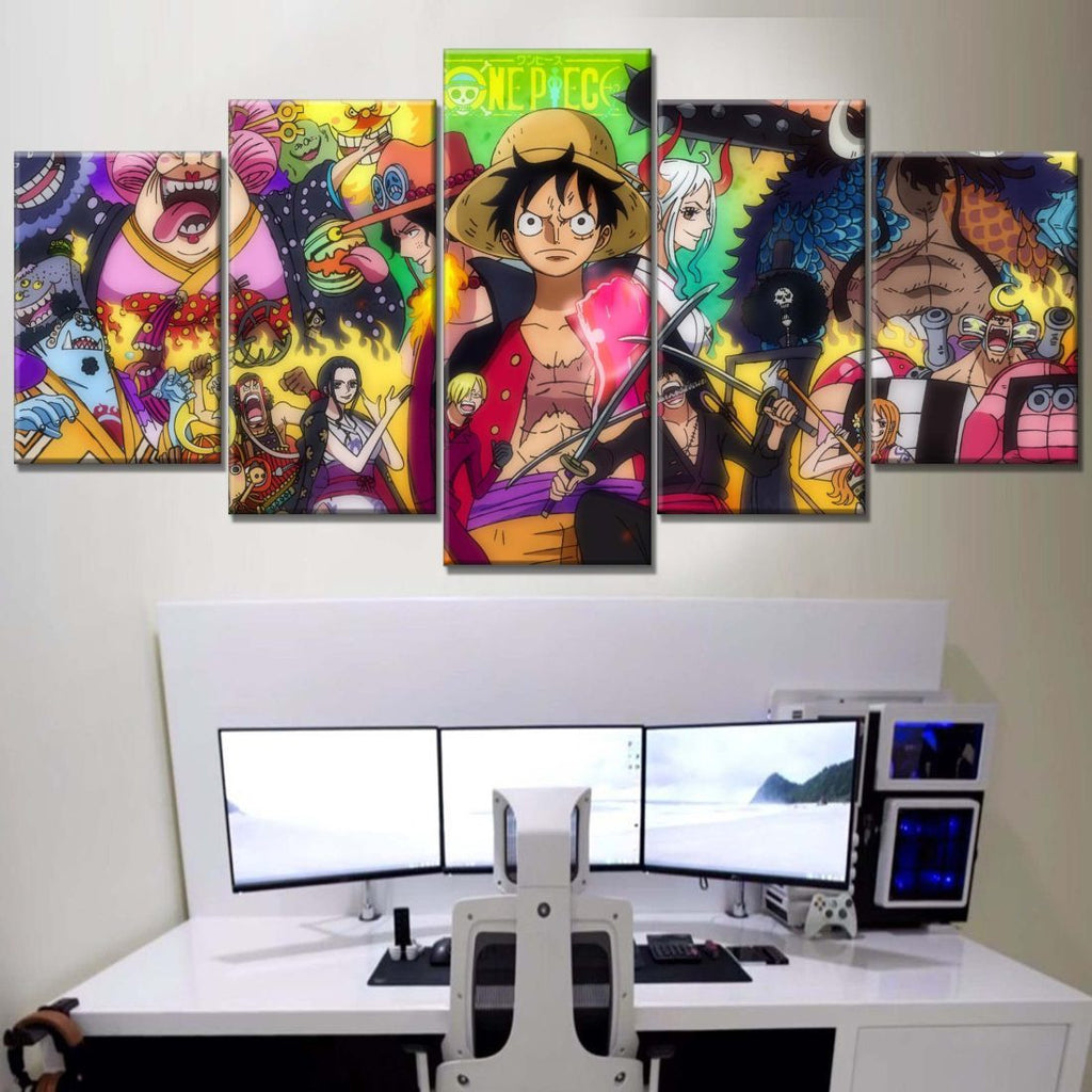 Tableau One Piece Tous Les Personnages 35 Toile Avec Cadre
