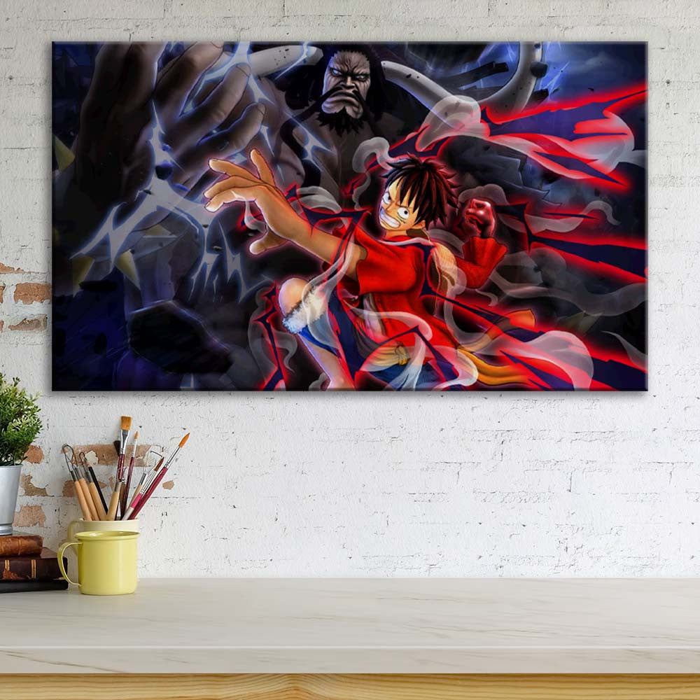 Tableau One Piece Luffy et Kaido 14 Toile Avec Cadre