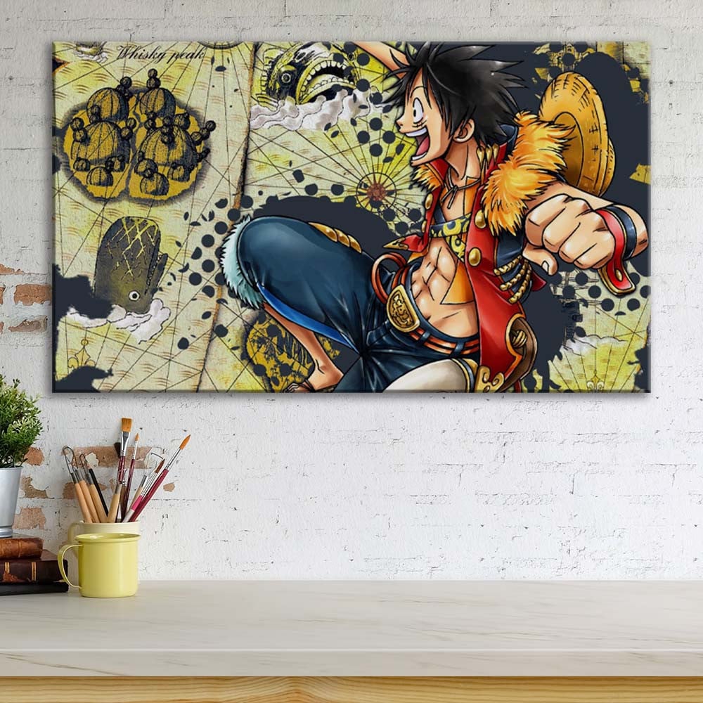 Tableau One Piece Monkey D Luffy 25 Toile Avec Cadre