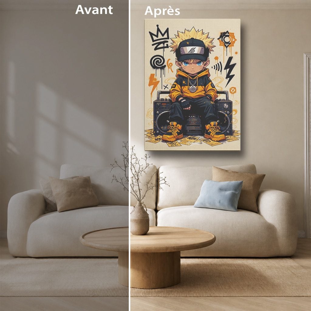 Manga Tableau Salon Naruto Chibi Hip-Hop Boombox