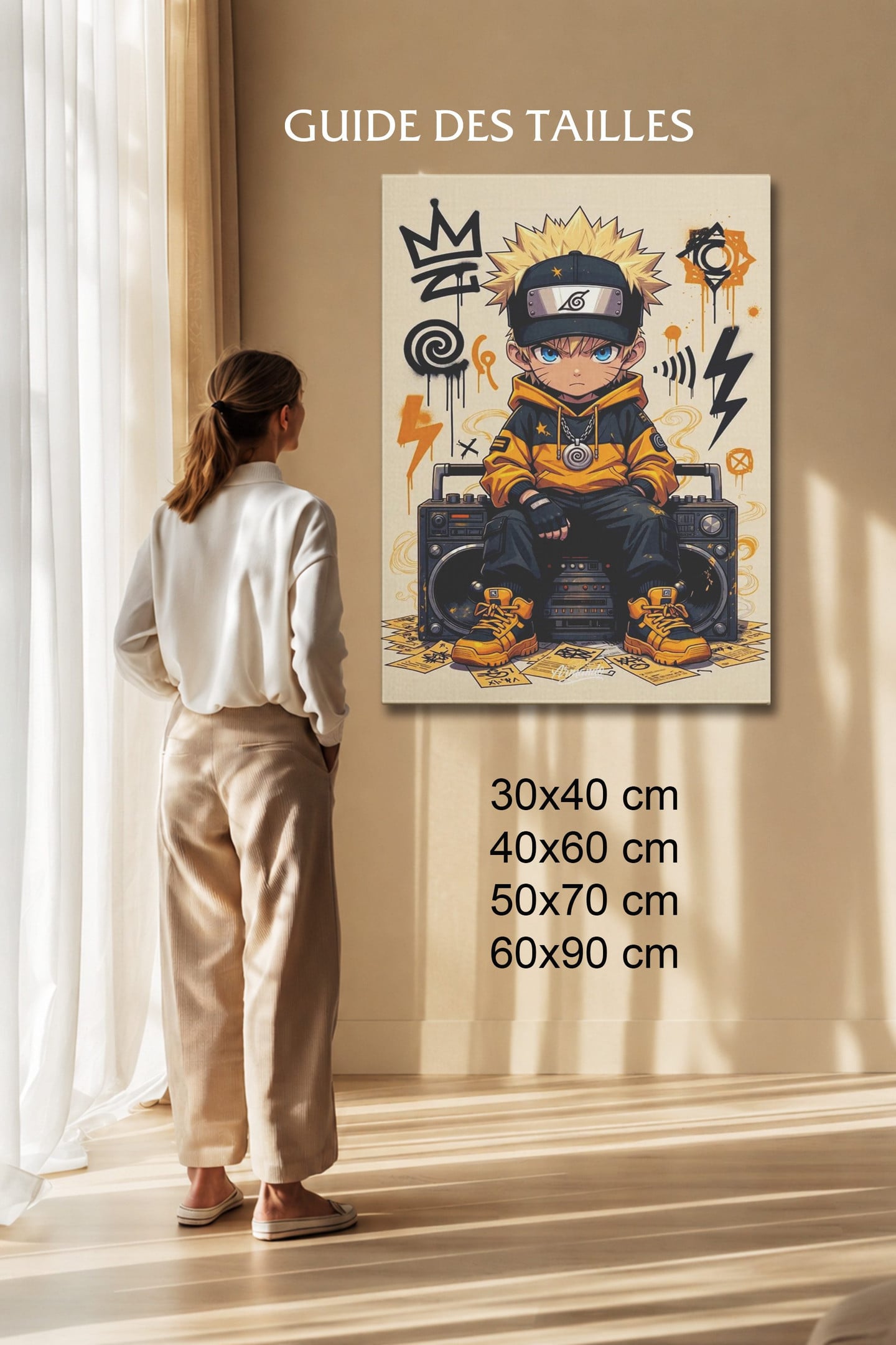 Manga Tableau Salon Naruto Chibi Hip-Hop Boombox
