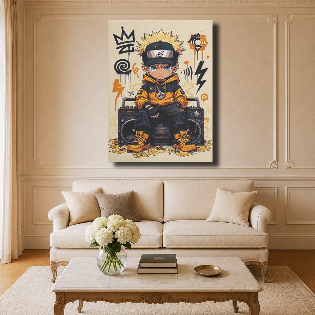 Manga Tableau Salon Naruto Chibi Hip-Hop Boombox