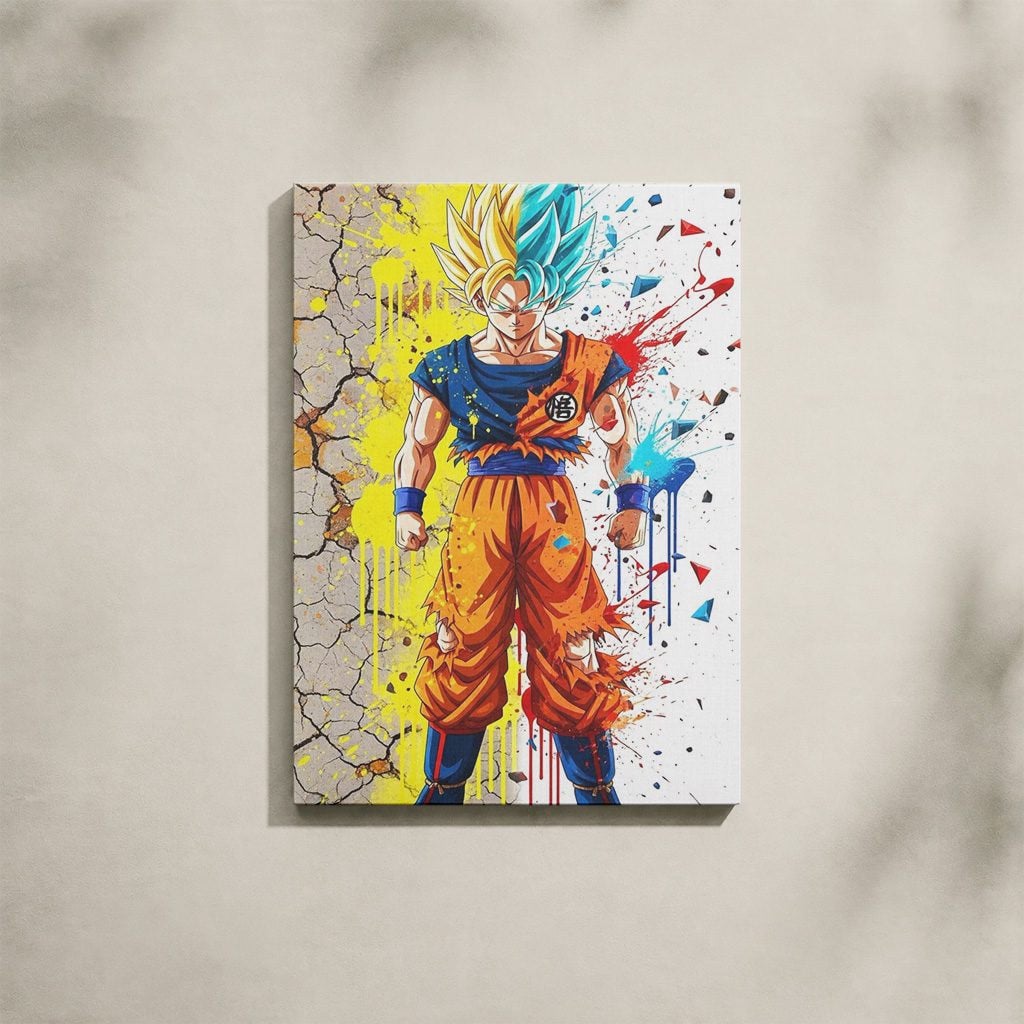 Manga Tableau Salon Super Saiyan Peinture Giclée Bleue