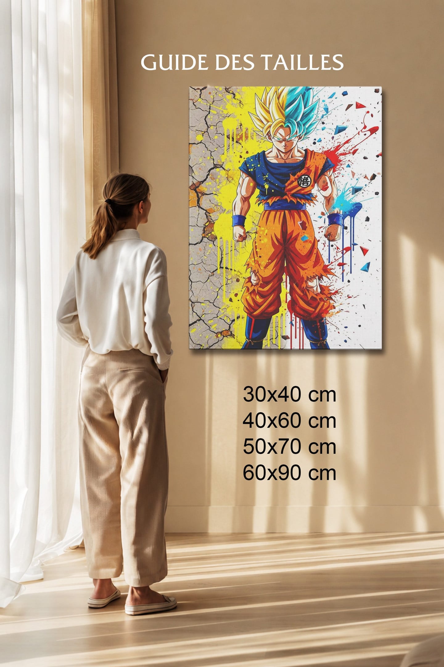 Manga Tableau Salon Super Saiyan Peinture Giclée Bleue