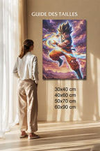 Manga Tableau Salon Goku Kamehameha Coucher de Soleil Désert