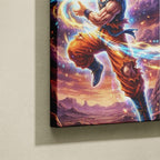 Manga Tableau Salon Goku Kamehameha Coucher de Soleil Désert