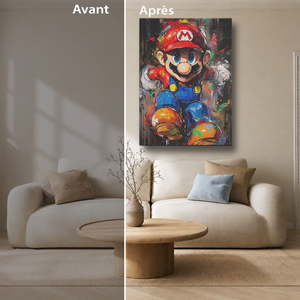 Manga Tableau Salon Mario Art Peinture Giclée